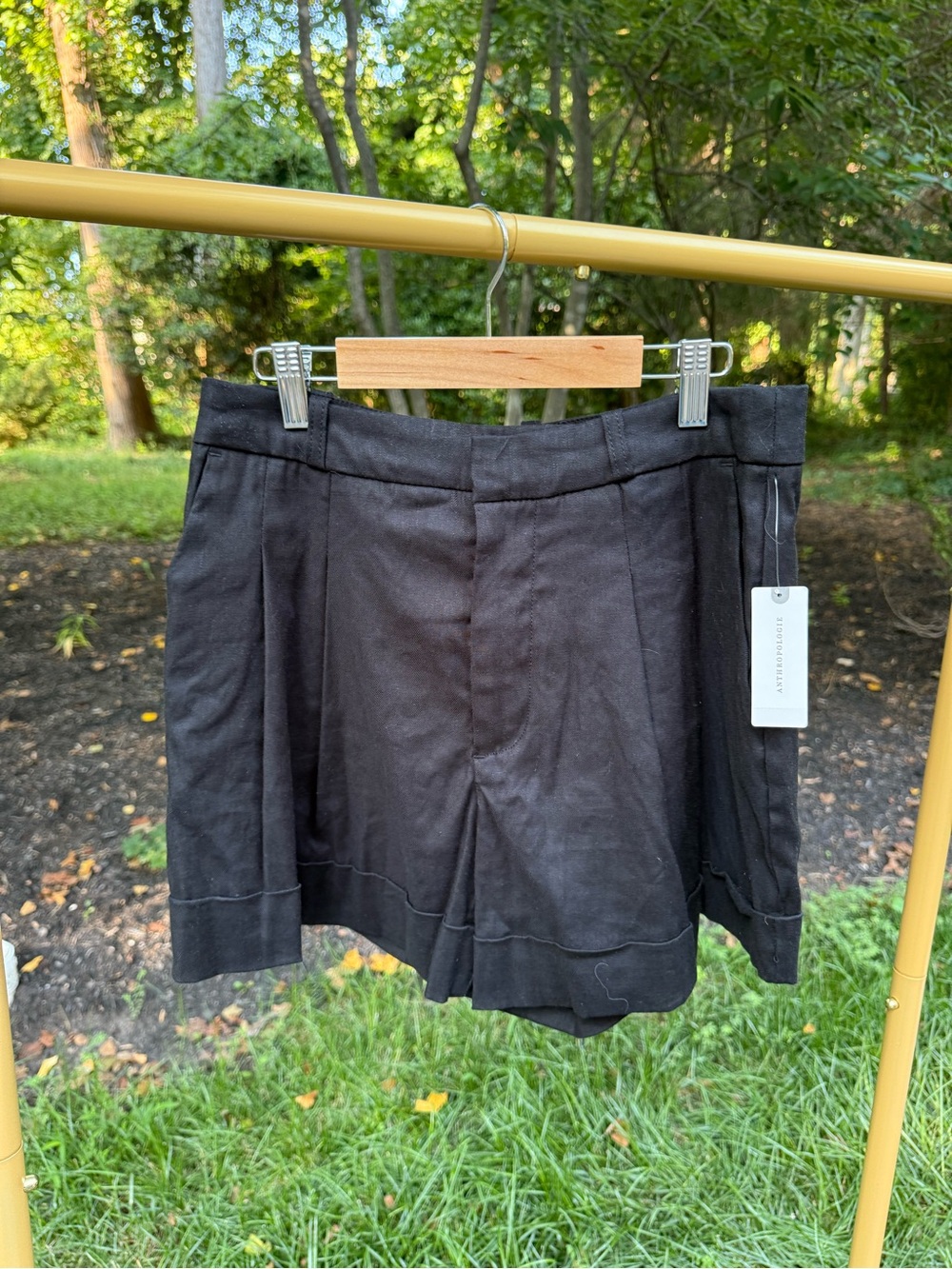 Anthropologie Black High-Waist Pleated Shorts - New